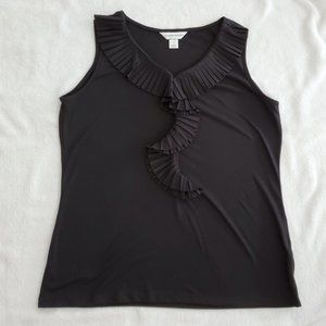 Christopher & Banks sleeveless black ruffle V neck top shirt